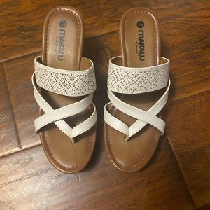 White Cork Heel Sandals Size 7M